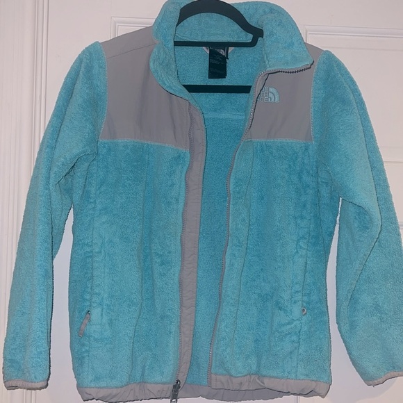 The North Face Girls Denali Zip Up Fleece Turquoise/Grey Jacket Size Large 14/16 - Picture 8 of 11